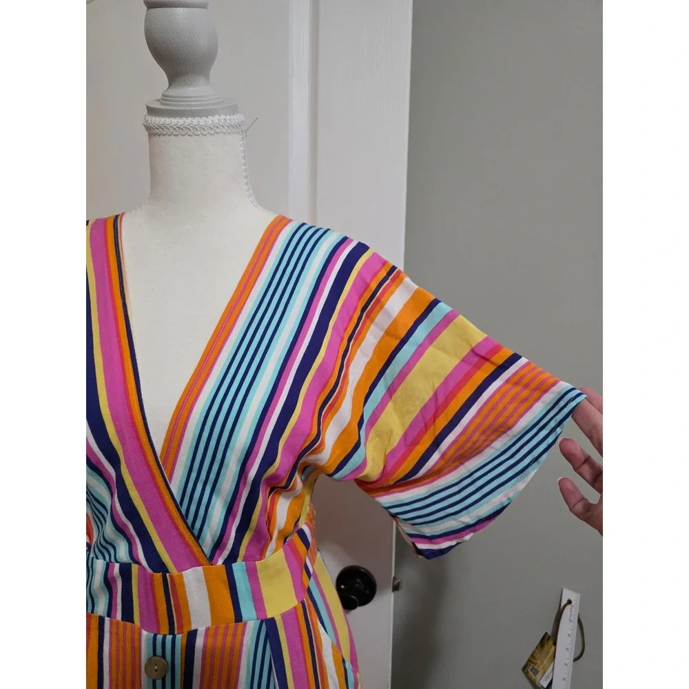 Harper Heritage‎ Francescas Striped Maxi Dress Pink Orange Blue Small 70s Style